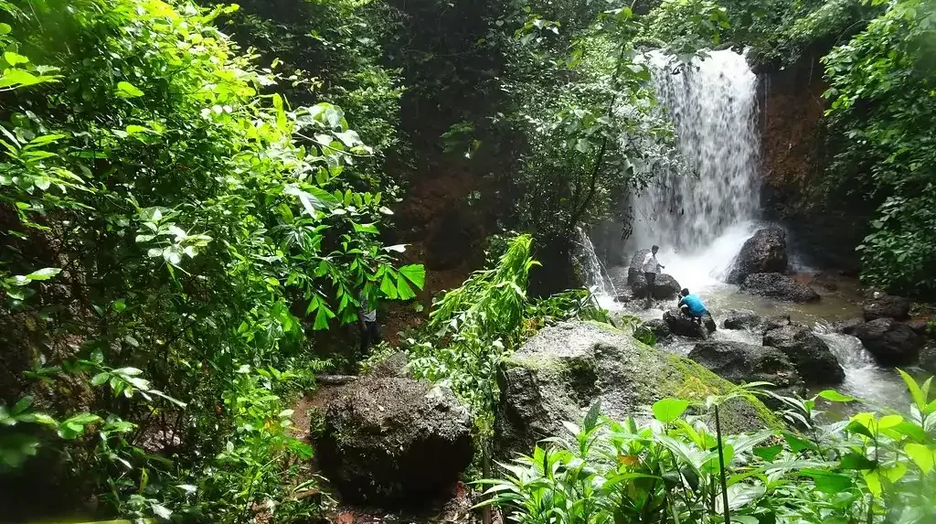 Front view of Kesarval waterfall in Cortalim South Goa