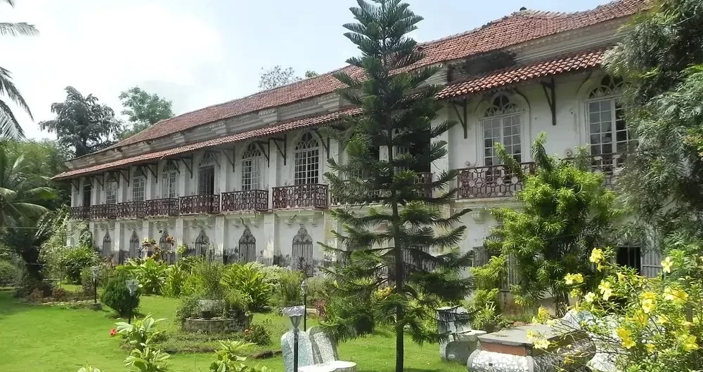 Front garden view of the Braganza House in Chandor south Goa