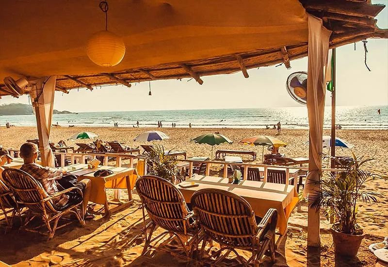 shore view from a shack in betalbatim beach south goa